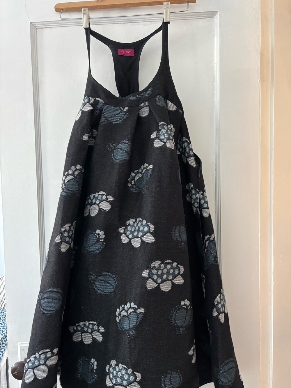 Oleana Black Floral Jacquard Racerback Mini Dress